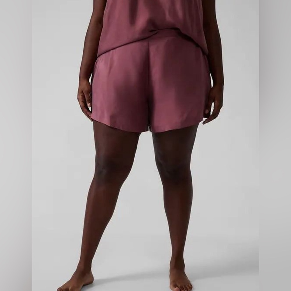 Athleta Calm Cool Pull On Shorts Tawny Rose Size 2X Plus High Rise Athleisure
